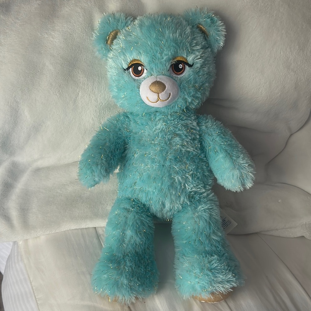 BAB Disney Aladdin Jasmine plush bear gold, sky blue, pink paw, gold threading